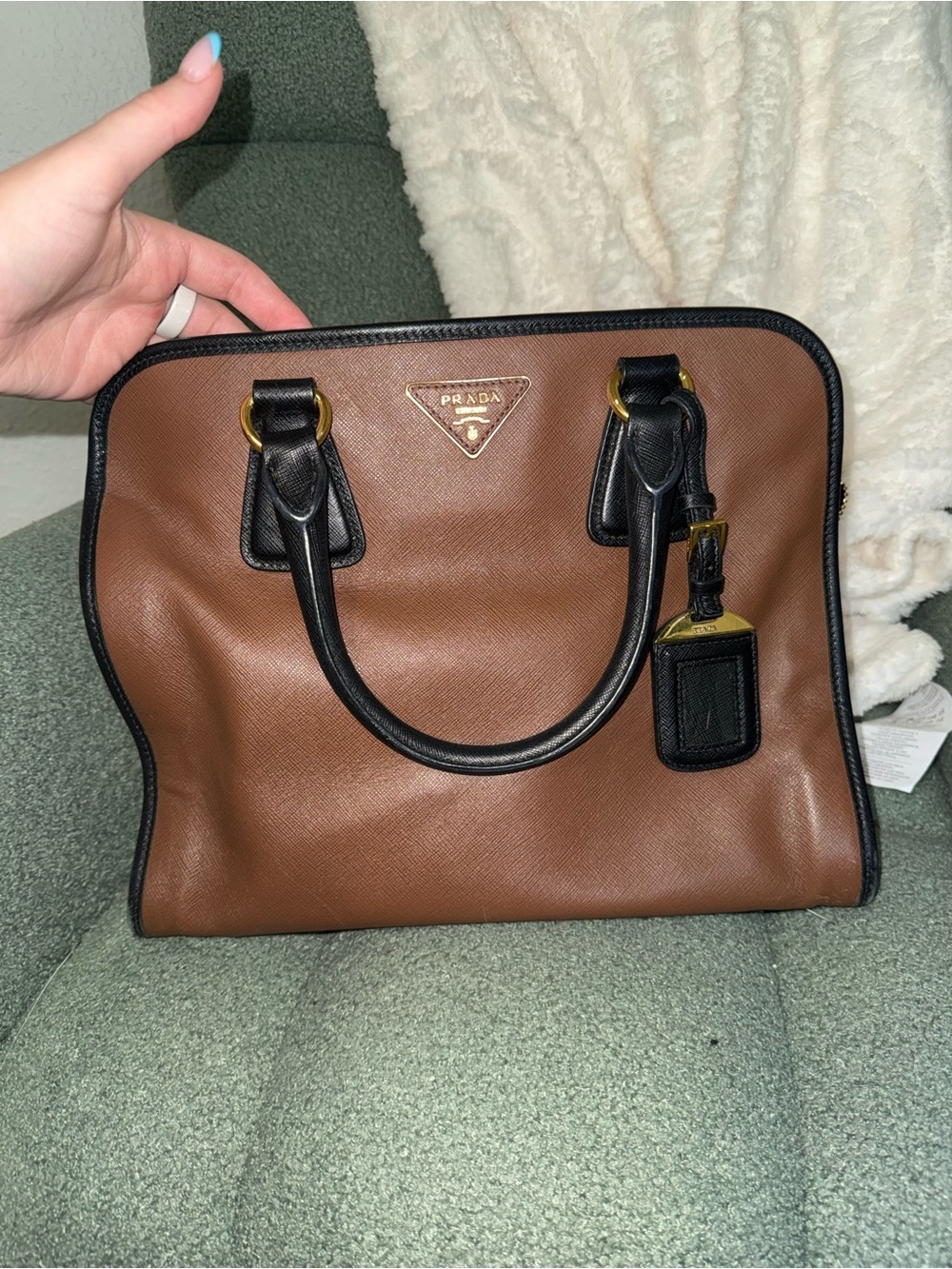 Prada Brown Saffiano Medium Galleria Double Zip Tote